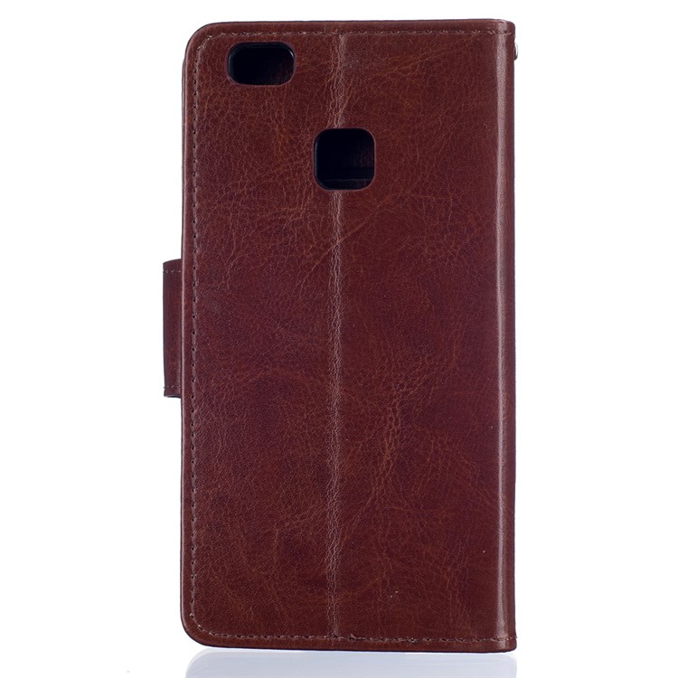 PU Leather Wallet Stand Shell for Huawei P9 Lite - Brown-2