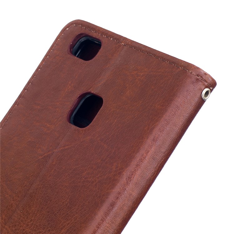 PU Leather Wallet Stand Shell for Huawei P9 Lite - Brown-6
