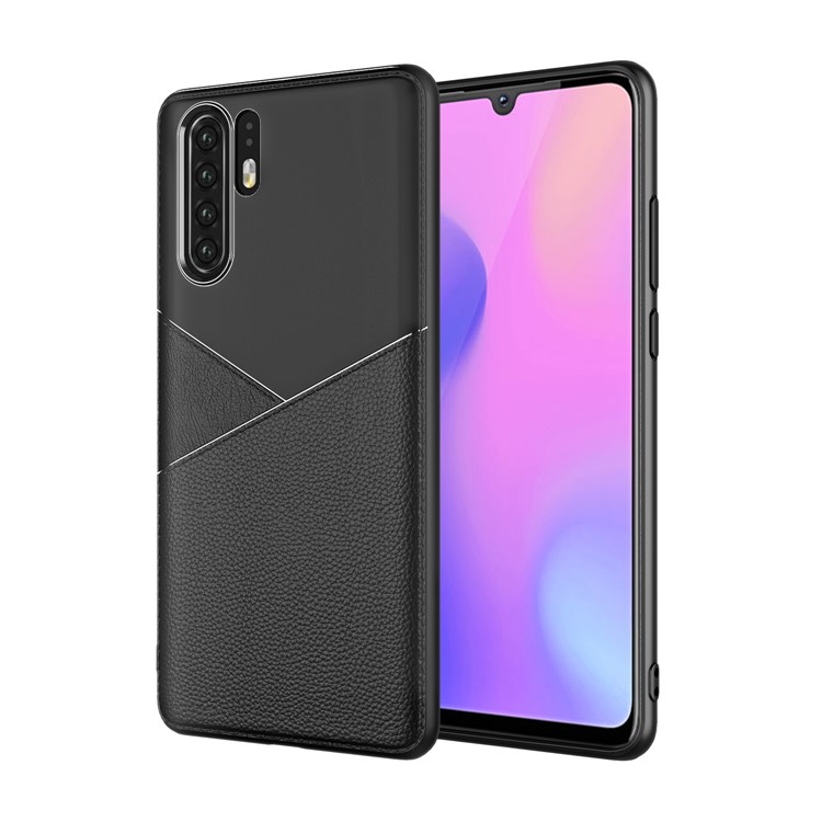 Litchi Grain TPU Protection Back Case Cover for Huawei P30 Pro - Black-1