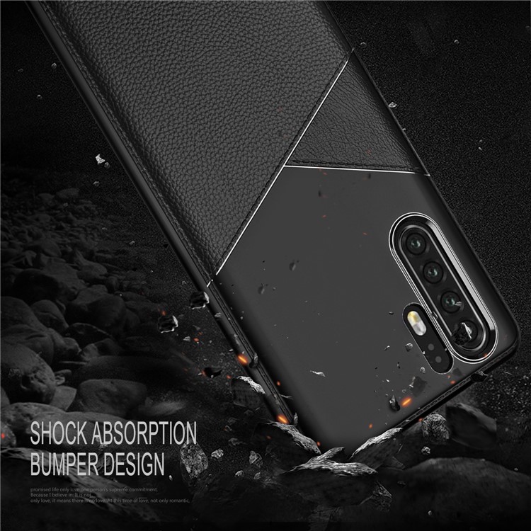 Litchi Grain TPU Protection Back Case Cover for Huawei P30 Pro - Black-2