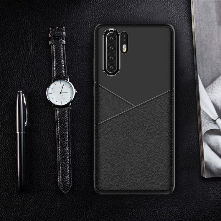 Litchi Grain TPU Protection Back Case Cover for Huawei P30 Pro - Black-4