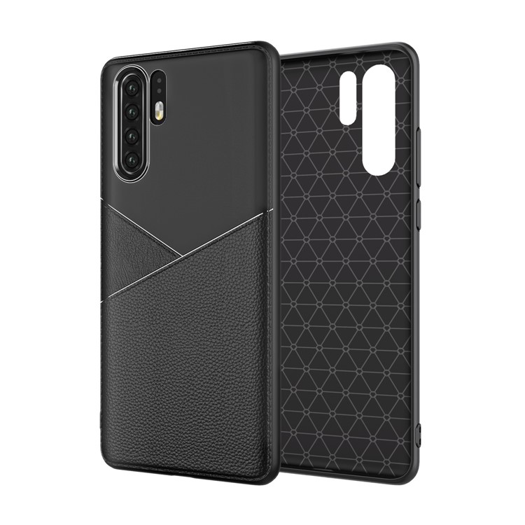 Litchi Grain TPU Protection Back Case Cover for Huawei P30 Pro - Black-8