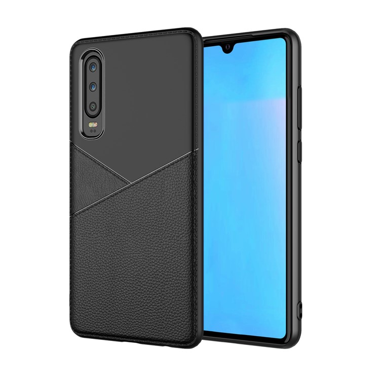 Litchi Grain TPU Mobile Phone Case Accessory for Huawei P30 - Black-1