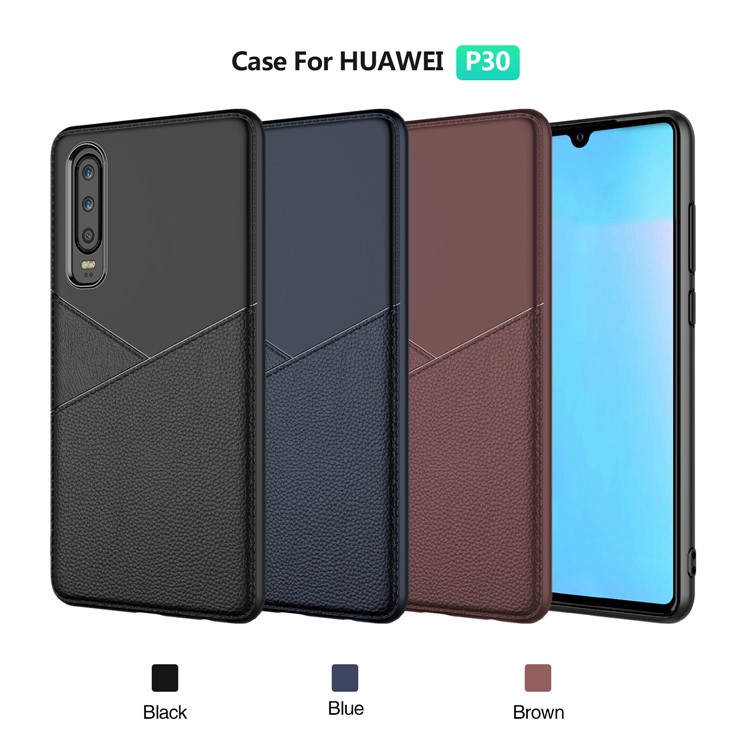 Litchi Grain TPU Mobile Phone Case Accessory for Huawei P30 - Black-10