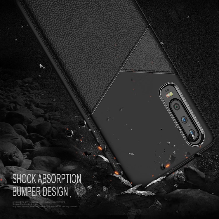 Litchi Grain TPU Mobile Phone Case Accessory for Huawei P30 - Black-2