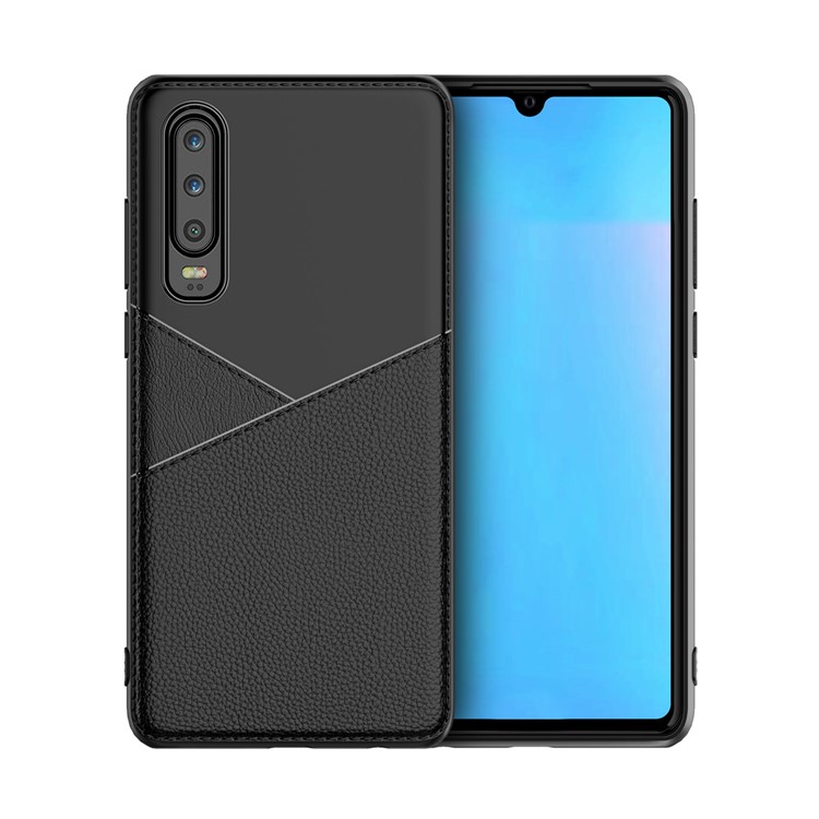 Litchi Grain TPU Mobile Phone Case Accessory for Huawei P30 - Black-3