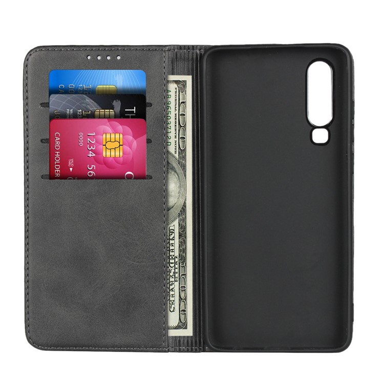 Magnetic Case Stand Leather Wallet Phone Cover for Huawei P30 - Black-5