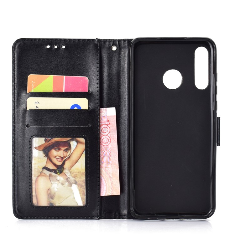 Imprinted Mandala Pattern Leather Wallet Cover with Strap for Huawei P30 Lite/nova 4e - Black-4