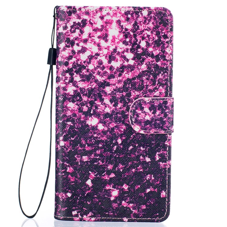 Patterned Leather Wallet Case for Huawei P9 Lite - Purple Fragment-1