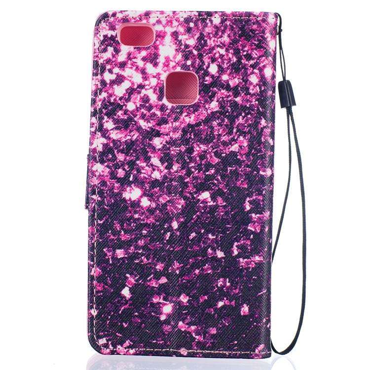 Patterned Leather Wallet Case for Huawei P9 Lite - Purple Fragment-2