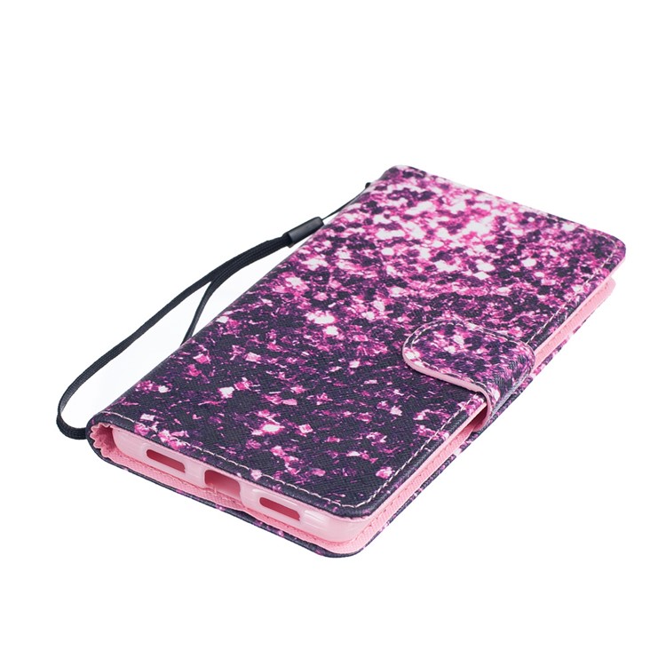 Patterned Leather Wallet Case for Huawei P9 Lite - Purple Fragment-3