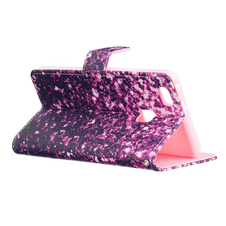 Patterned Leather Wallet Case for Huawei P9 Lite - Purple Fragment-4