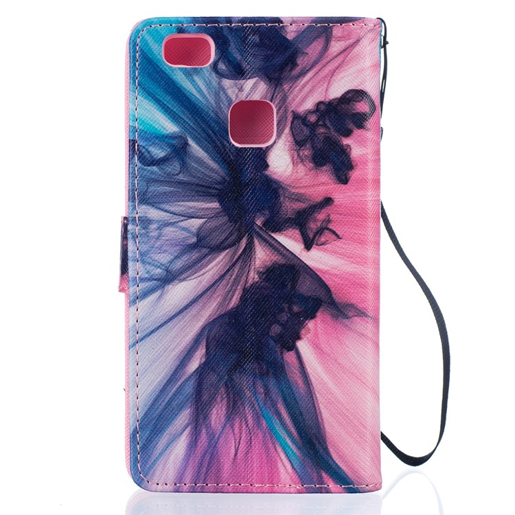 Patterned Card Holder Leather Cover Case for Huawei P9 Lite - Colorful Gauze-2