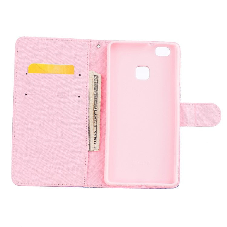 Patterned Card Holder Leather Cover Case for Huawei P9 Lite - Colorful Gauze-6