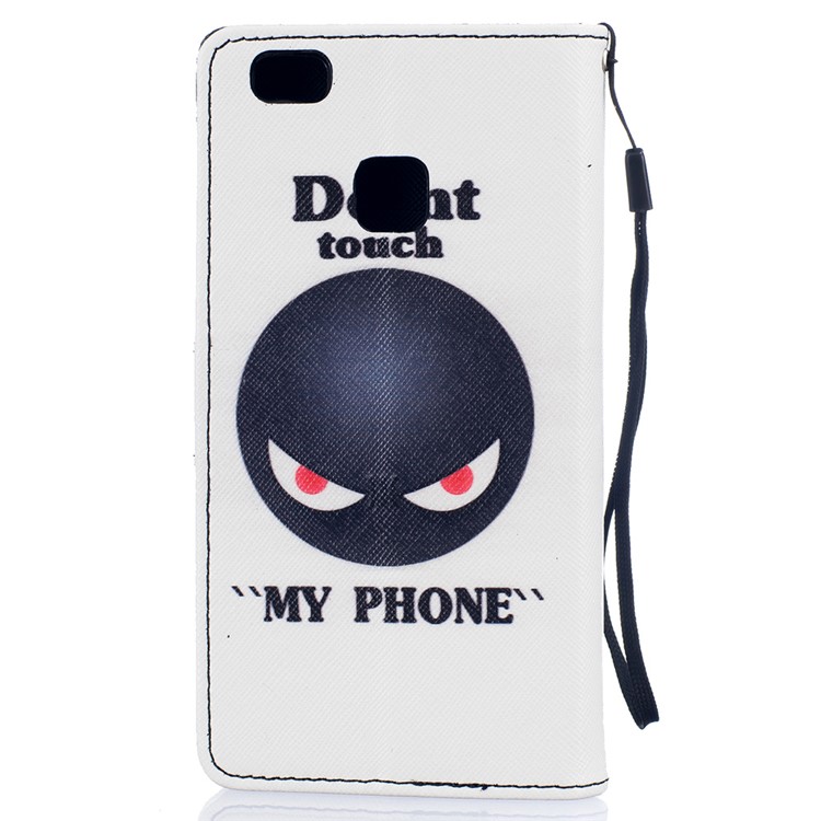Patterned Leather Stand Cover for Huawei P9 Lite - Angry Face and words-2