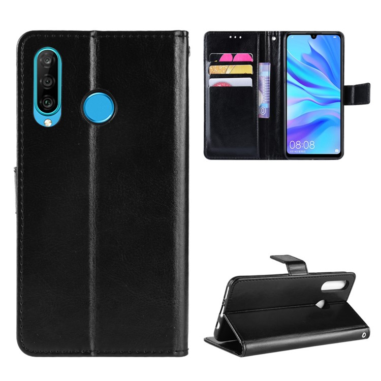 Crazy Horse Leather Wallet Case for Huawei P Smart Plus 2019 / Enjoy 9s / Honor 10i / nova 4 lite - Black-1