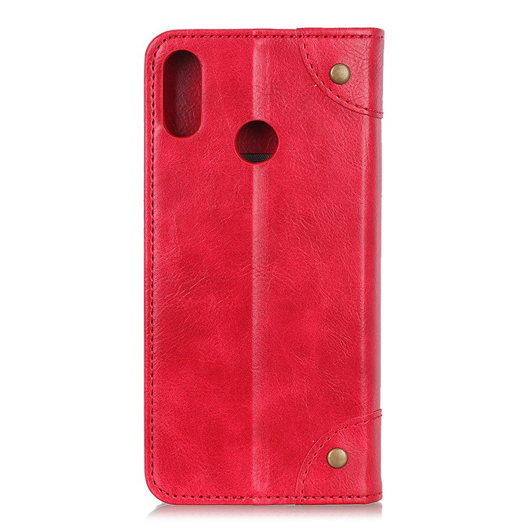 Crazy Horse Auto-absorbed Split Leather Wallet Phone Shell for Huawei Honor 8X / Honor View 10 Lite / Y6 (2019) - Red-2