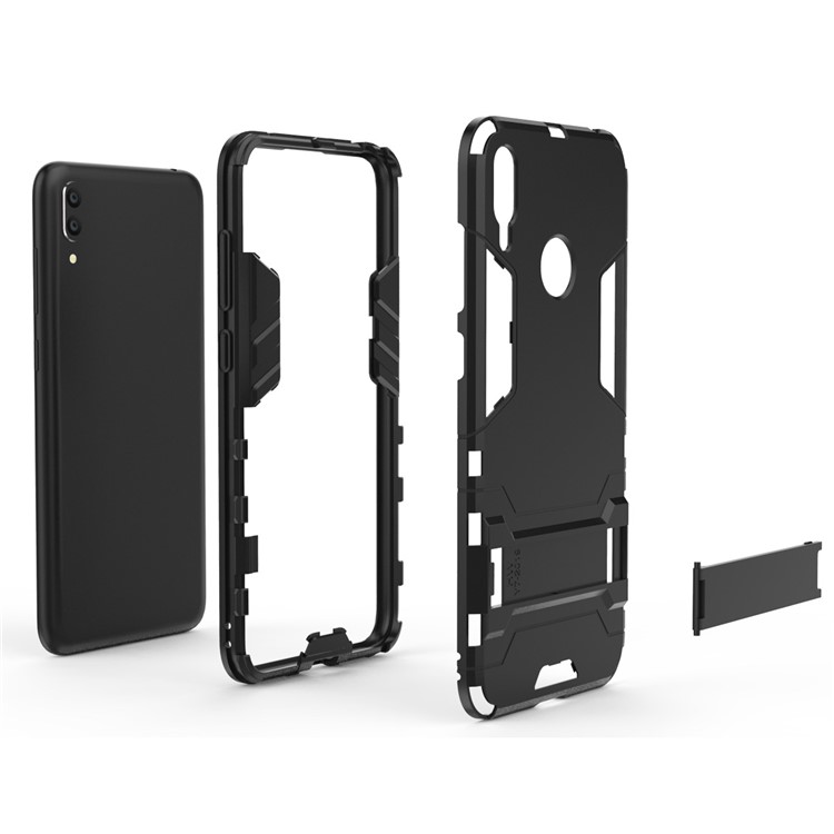 Cool Guard Kickstand PC + TPU Hybrid Case Acessório Para Huawei Y7 (2019) - Preto-4