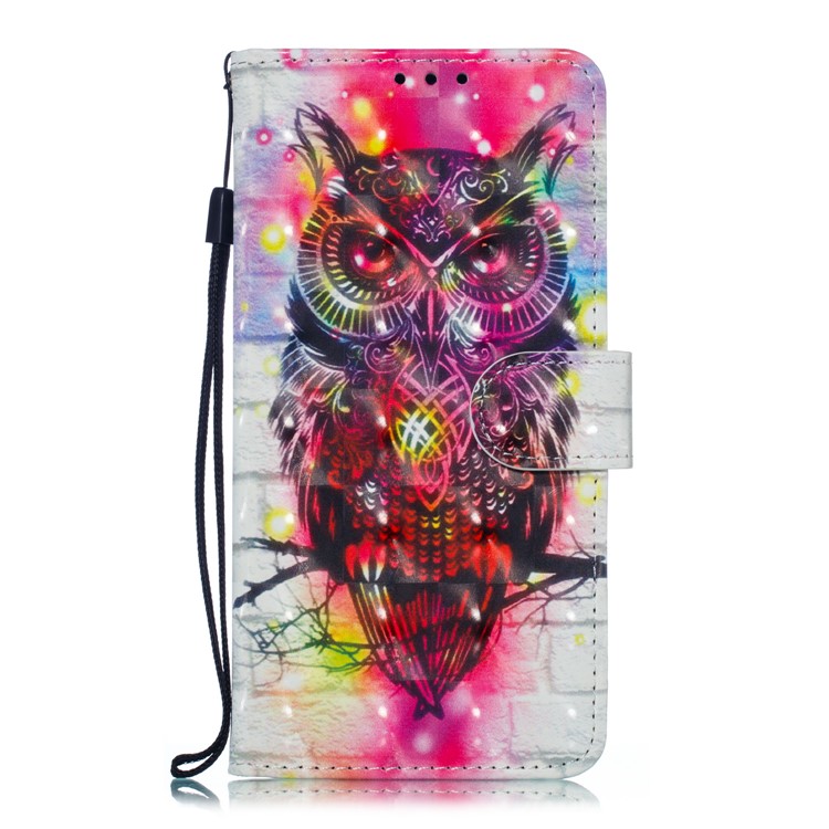 Pattern Printing Light Spot Decor Leather Wallet Case for Huawei P30 Lite - Owl-2