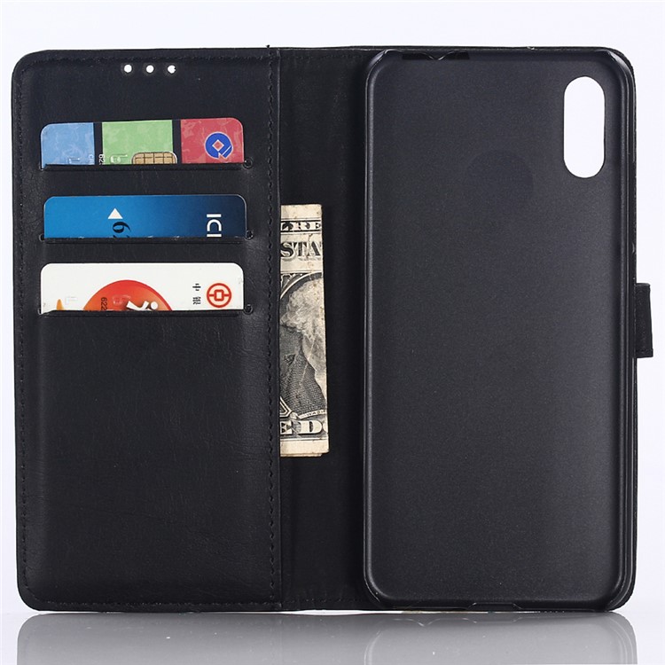 Crazy Horse Vintage Leather Wallet Stand Shell for Huawei Y6 Pro (2019) - Black-3