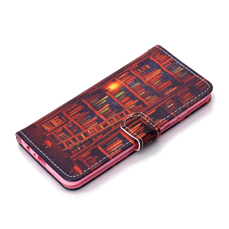 Pattern Printing Leather Wallet Stand Case for Huawei Honor 10 Lite - Bookshelf-7