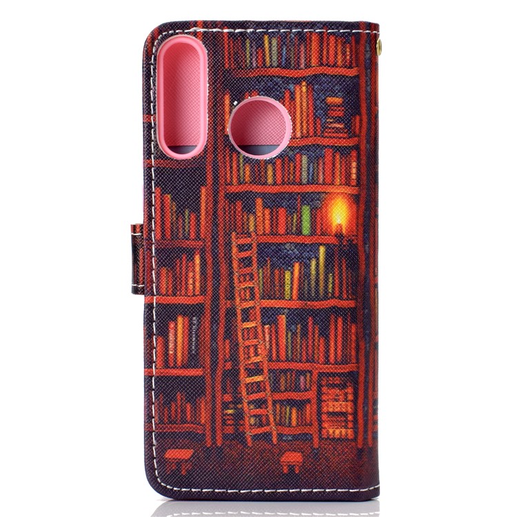 Patterned Leather Wallet Protection Cover for Huawei P30 Lite / nova 4e - Bookshelf-3