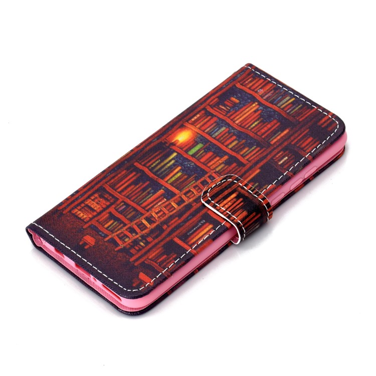 Patterned Leather Wallet Protection Cover for Huawei P30 Lite / nova 4e - Bookshelf-7