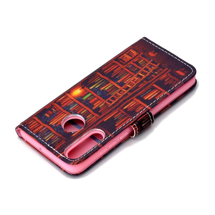 Patterned Leather Wallet Protection Cover for Huawei P30 Lite / nova 4e - Bookshelf-8