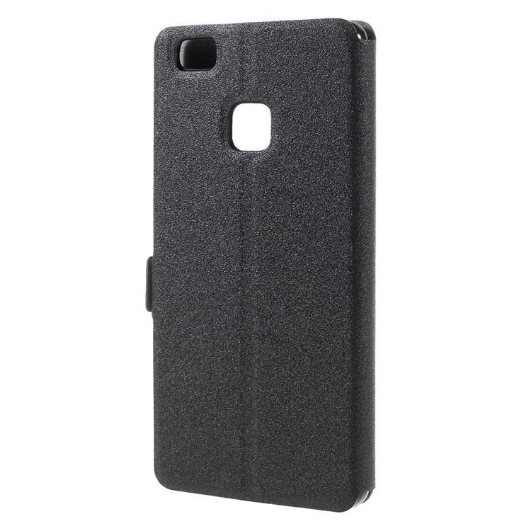 Dual Window Leather Stand Case for Huawei P9 Lite - Black-2