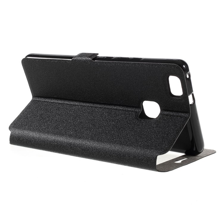 Dual Window Leather Stand Case for Huawei P9 Lite - Black-5