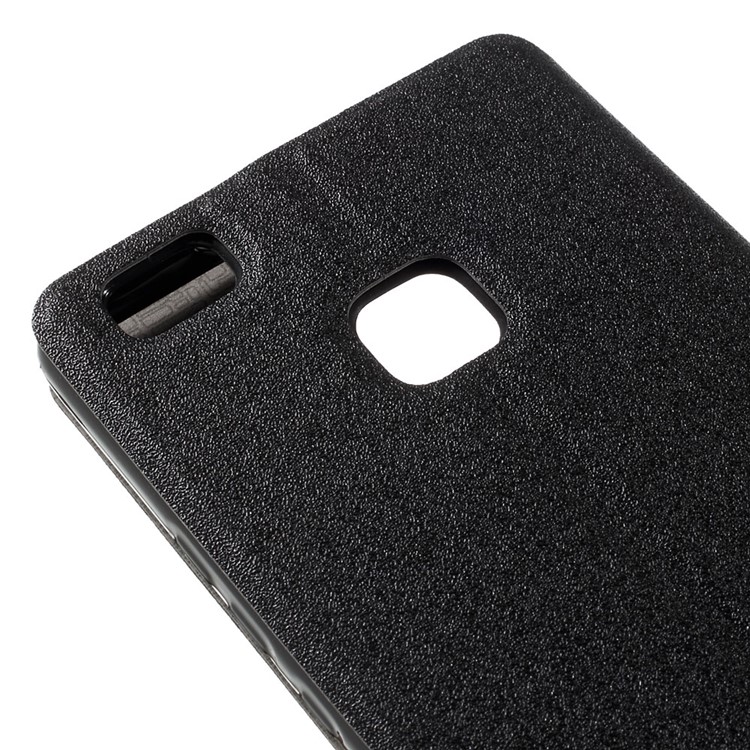 Dual Window Leather Stand Case for Huawei P9 Lite - Black-7