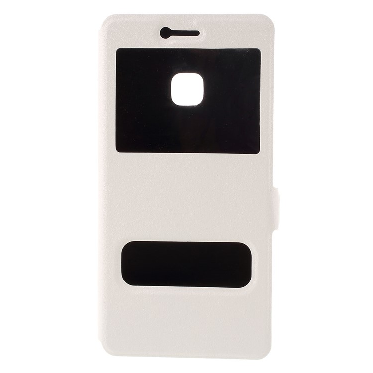 Dual Window Leather Stand Cover for Huawei P9 Lite - White-3
