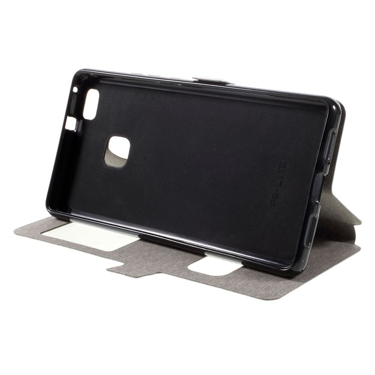 Dual Window Leather Stand Cover for Huawei P9 Lite - White-4