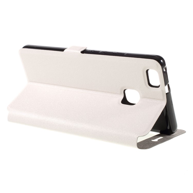Dual Window Leather Stand Cover for Huawei P9 Lite - White-5