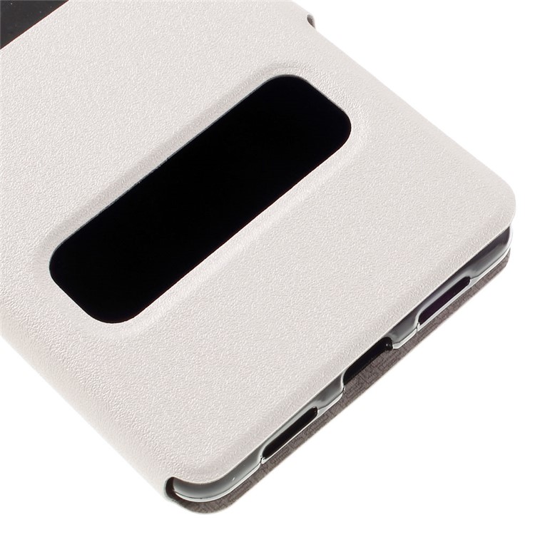 Dual Window Leather Stand Cover for Huawei P9 Lite - White-6
