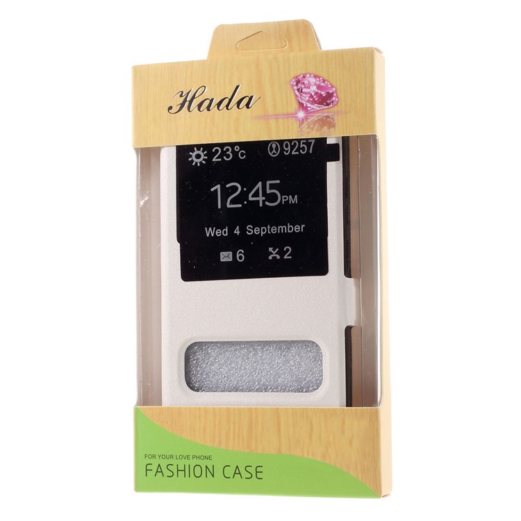 Dual Window Leather Stand Cover for Huawei P9 Lite - White-9