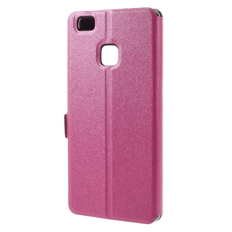Dual Window Leather Stand Shell for Huawei P9 Lite - Rose-2