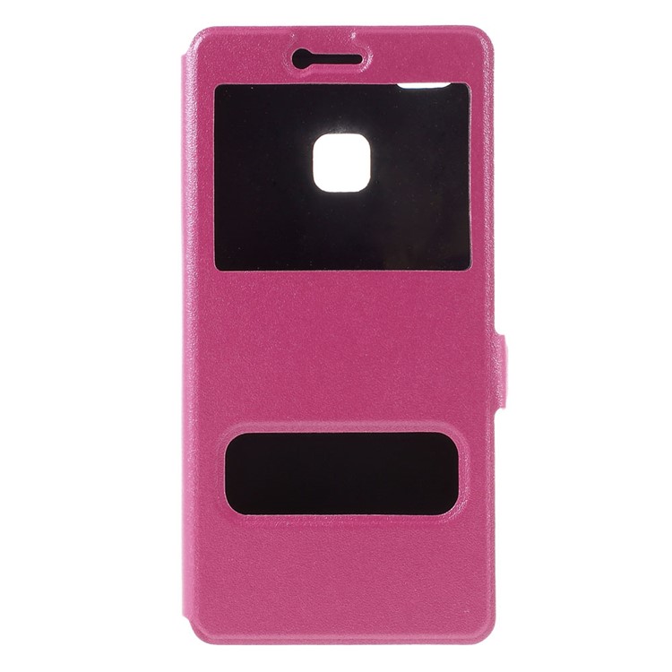 Dual Window Leather Stand Shell for Huawei P9 Lite - Rose-3