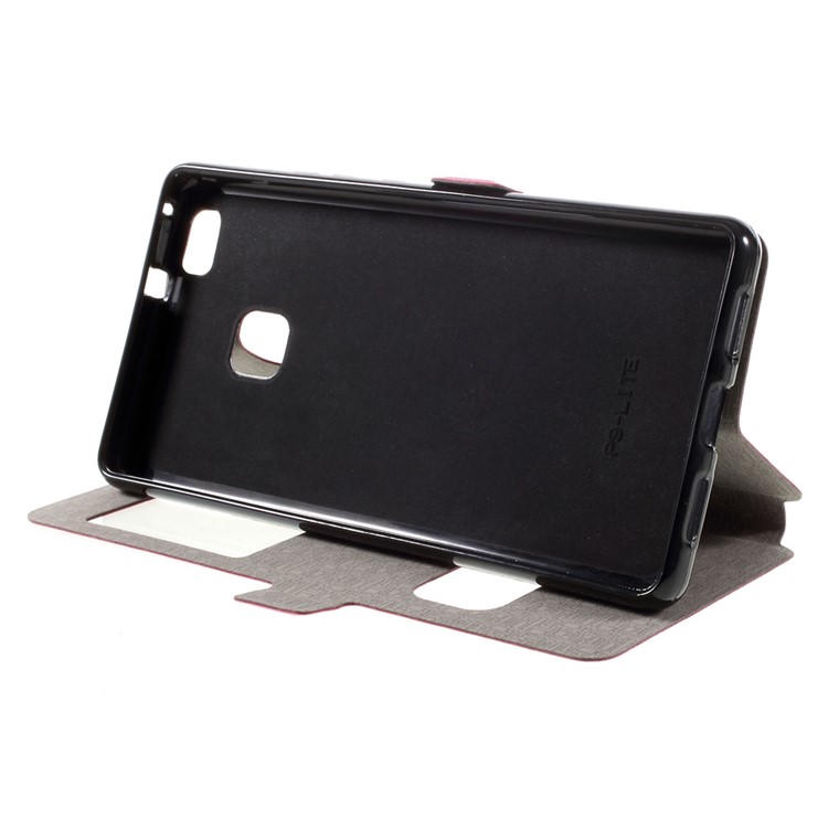 Dual Window Leather Stand Shell for Huawei P9 Lite - Rose-4
