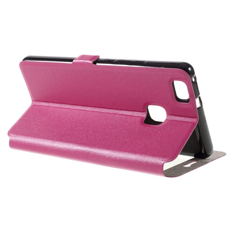 Dual Window Leather Stand Shell for Huawei P9 Lite - Rose-5