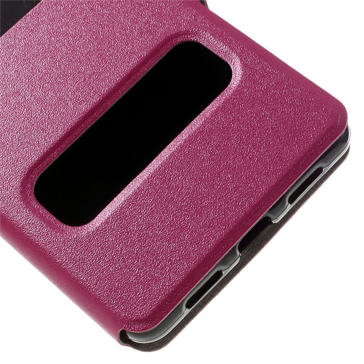 Dual Window Leather Stand Shell for Huawei P9 Lite - Rose-6