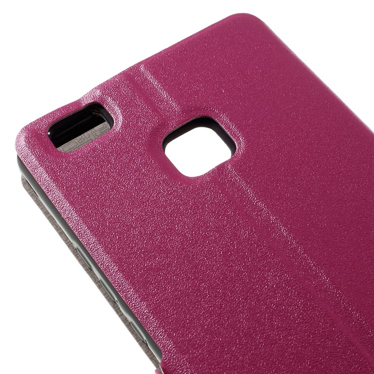 Dual Window Leather Stand Shell for Huawei P9 Lite - Rose-7