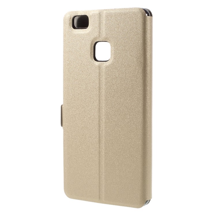 Dual Window Leather Stand Flip Case for Huawei P9 Lite - Gold-2