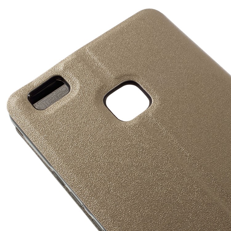 Dual Window Leather Stand Flip Case for Huawei P9 Lite - Gold-7