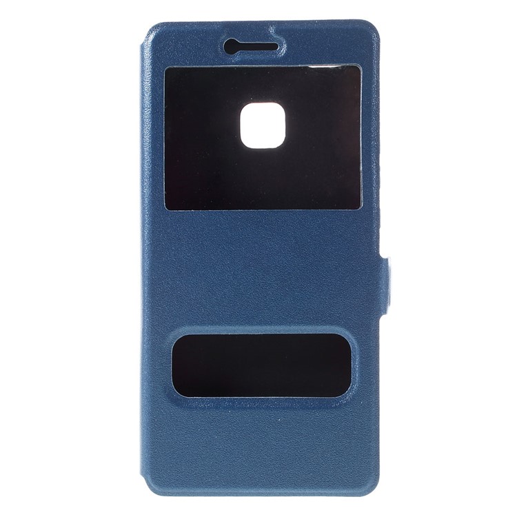 Dual Window Leather Stand Phone Case for Huawei P9 Lite - Blue-3