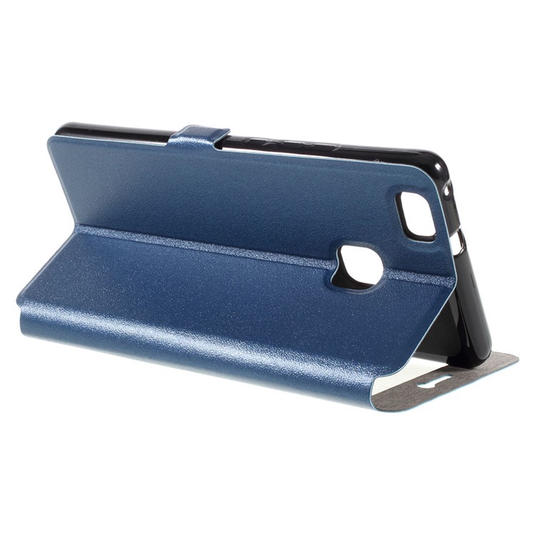 Dual Window Leather Stand Phone Case for Huawei P9 Lite - Blue-5
