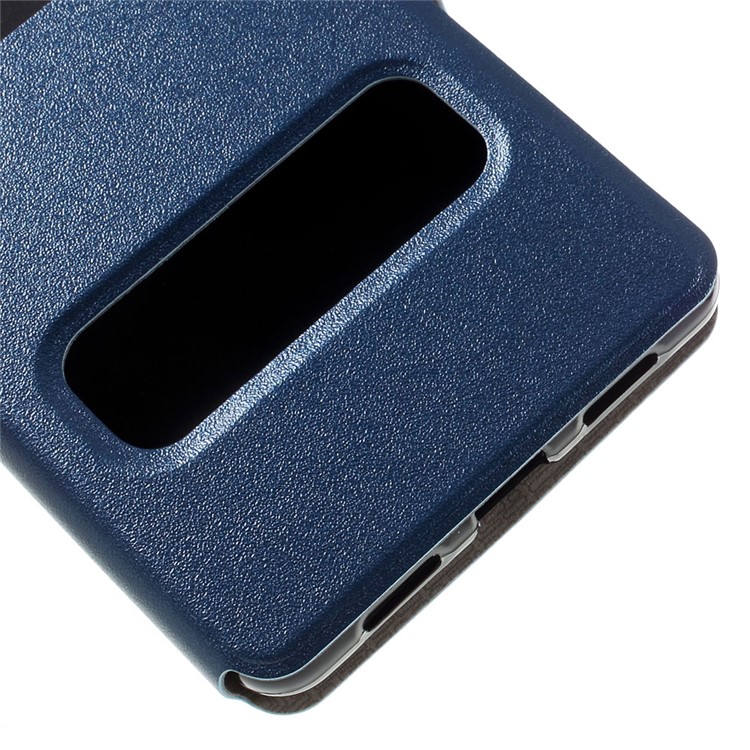 Dual Window Leather Stand Phone Case for Huawei P9 Lite - Blue-6