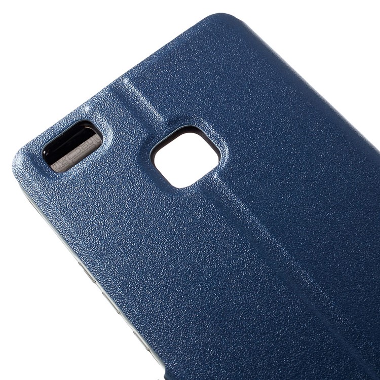 Dual Window Leather Stand Phone Case for Huawei P9 Lite - Blue-7