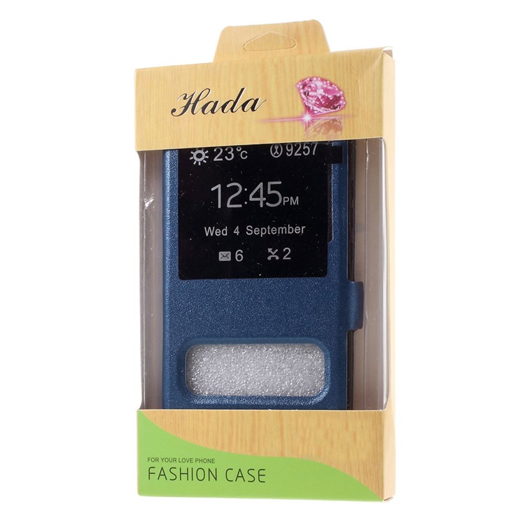 Dual Window Leather Stand Phone Case for Huawei P9 Lite - Blue-9