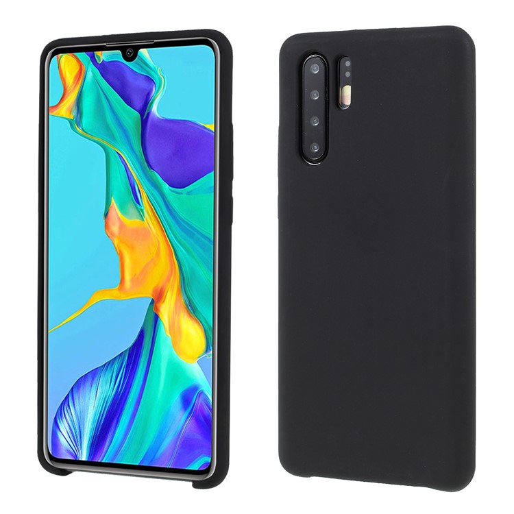 Silky Soft Touch Solid Silicone Shell Case for Huawei P30 Pro - Black-1